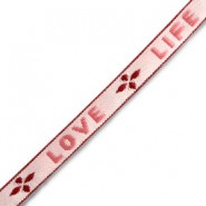 Lint met tekst "Love life" Pink-warm red